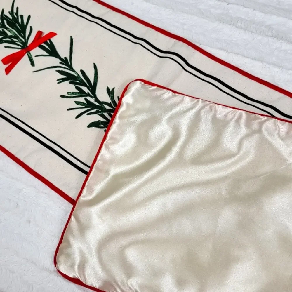 Evergreen Branches with Red Bows Christmas Table Runner 70